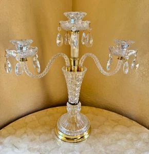 Candelabro Vintage - Taglio Cristallo Trasparente Tre Candele - Foto 1 di 5
