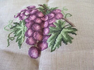 Vintage Dritz Needlepoint Handmade Grapes Cluster on 23" x 23" Canvas #2243/2 - Picture 1 of 7