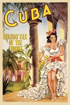 Cuba 1949 Holiday Isle Vacation Vintage Style Travel Poster - 16x24