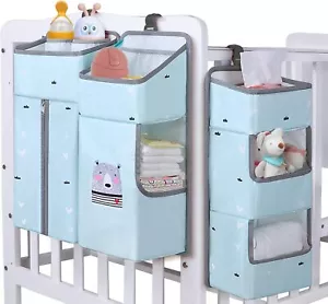 Hanging Diaper Caddy Organizer for Baby Crib - 3-in-1 Stacker Blue - Picture 1 of 7