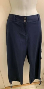 NWOT Liz+Co Stretch Leg Women's BLUE CARGO Pants Size: 14 - Picture 1 of 9