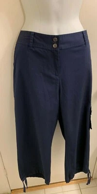 全新无标签 Liz+Co 弹力腿女式蓝色卡戈裤尺寸:14  — 第 1/4 张图片