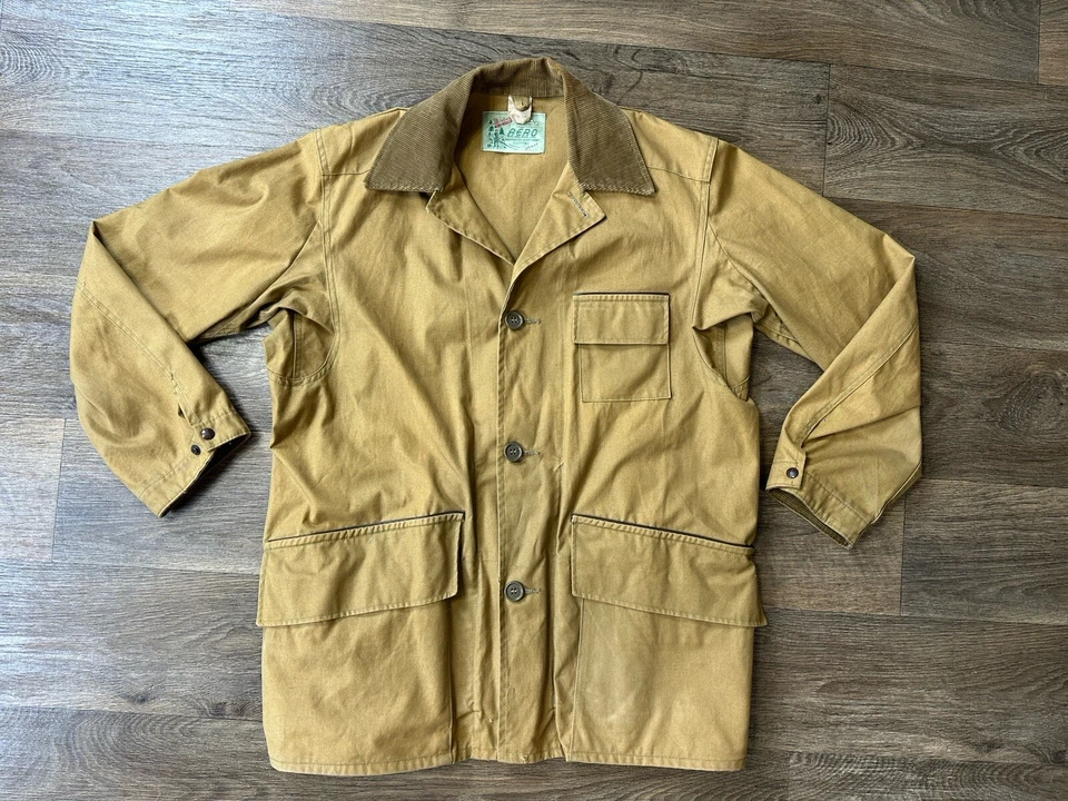 Chaqueta marrón True Vintage Duxbak Utica AERO impermeable de lona codorniz tirador 38 Foto 1 de 4