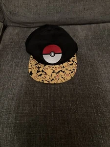 Pokemon Youth Hat Black Pikachu Pokeball Nintendo Boys/Girls Snapback Cap - Picture 1 of 6