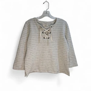 Madewell Top a righe stringato donna piccola cravatta davanti felpa nautica casual  - Foto 1 di 8