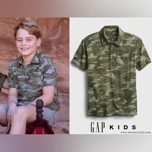 ASO Prince George UK GAP Kids Camo Print Polo T-shirt size XS 4/5 Boy’s - Picture 1 of 6