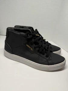 Adidas Sleek Mid Sneakers Black with White and Gold Accents Size 8 - Picture 1 of 7