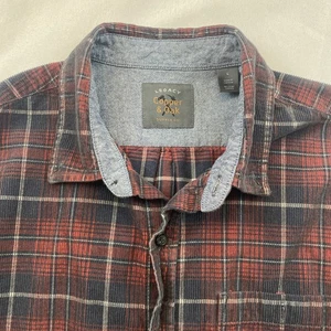 Legacy Copper & Oak Corduroy ￼ Long Sleeve Button Up Shirt Mens Size L Red Black - Picture 1 of 11