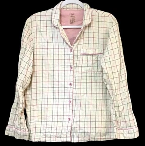 Gillgan & Omalley XL Hemd Oberteil weiß rosa kariert geknöpft langarm Nachtwäsche - Bild 1 von 6