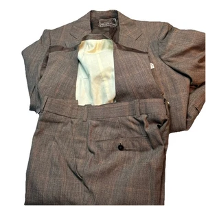 SAKS FIFTH AVENUE VINTAGE SUIT 3 Pc JACKET SIZE 38 VEST SLIM PANTS 32x30 Plaid - Picture 1 of 21