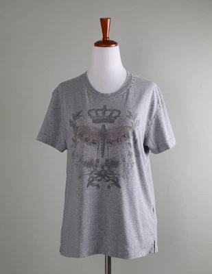 Camiseta RED VALENTINO $450 Gris Jaspeado Estampado Corona Tachonada Talla Pequeña Foto 1 de 4