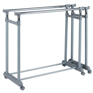 Double Rod Clothes Rack w/Extendable Height & Width for Dressing Room, Laundry - Picture 1 of 1