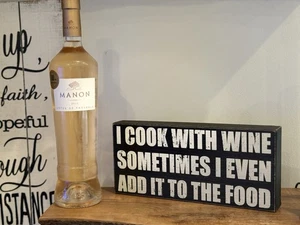 "Letrero estilo vintage cocino con vino a veces incluso lo pongo en la comida 11""x5""" - Imagen 1 de 6