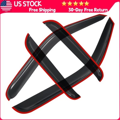 Window Visor Fits GMC Sierra Extended Cab 1999-2006 JDM 4x Black 4pcs Tape-on - Image 1 of 4