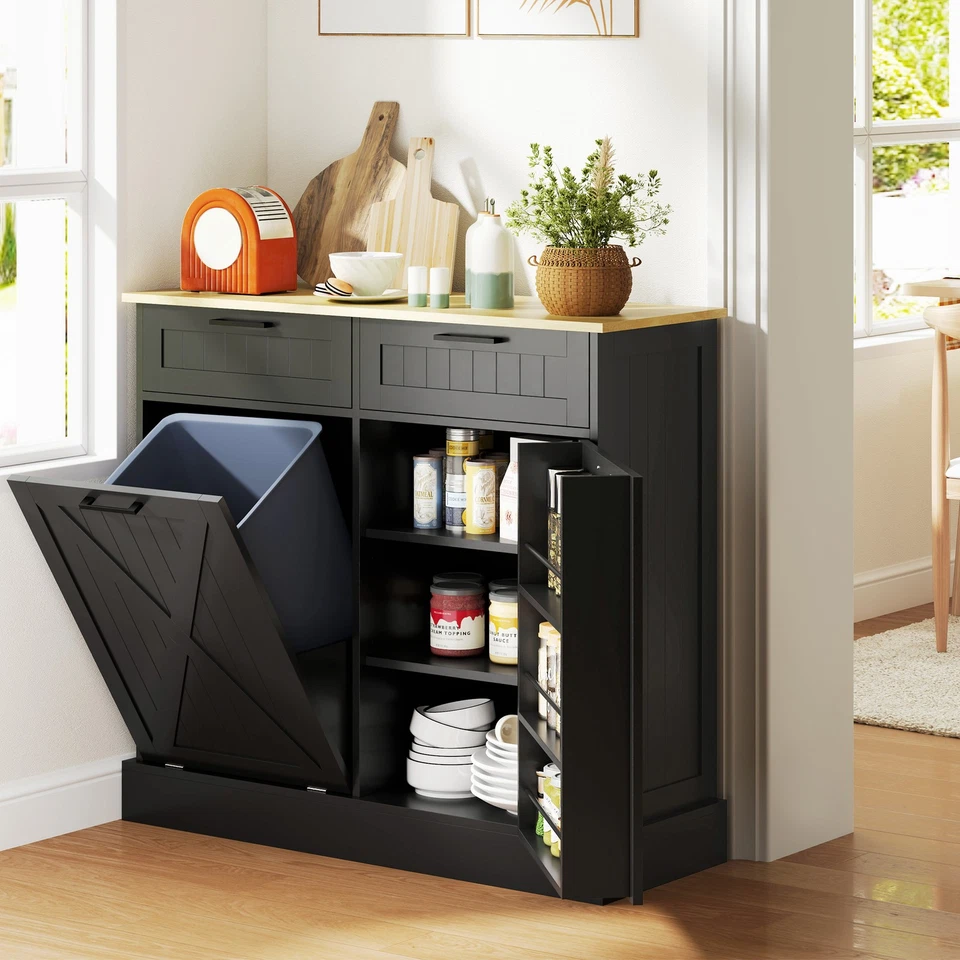 HOMCOM Kitchen Island with Trash Can Storage and Drawers - Image 1 of 1