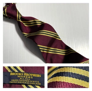 Cravatta Brooks Brothers bordeaux blu navy righe oro inglese repp seta made in USA - Foto 1 di 12
