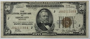 1929 $50 Bank of Kansas City, MO National Currency Note - Picture 1 of 6