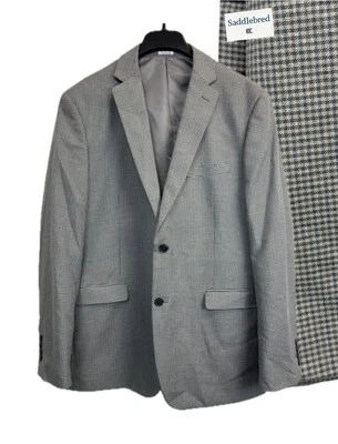 Saddlebred Mens 44L Grey Check Blazer Sports Coat Jacket Two Button - Image 1 of 4