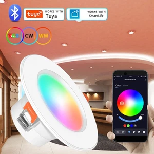 Tuya Downlight RGB LED Recessed Lighting Ceiling with Bluetooth 10W App Control - Picture 1 of 19