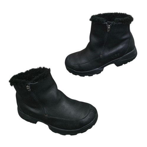 Stivali Ugg Sierra donna neri in pelle con zip taglia 9 fodera in pelle di pecora