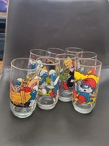 Komplettsatz 8 Schlumpf Sammler Gläser Hardees 1982 - Bild 1 von 20