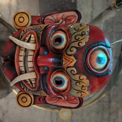 Máscara de demonio Lakhey/Lakhe de madera: roja Foto 1 de 4