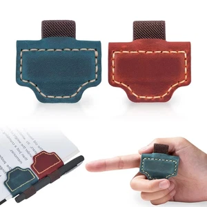 2Pcs Bygone Mark Leather Magnetic Bookmarks with Pen Holder, Exquisite Book Acc - Foto 1 di 7