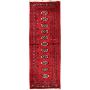 2'x6' Red Princess Bokara Tribal Medallions Rug Wool Hand Knotted Runner 1998 - Picture 1 of 7