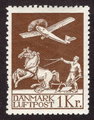 DINAMARCA 1929 SC #C5 EN ESTADO BASTANTE BUENO MNH** 1K correo aéreo cv $275,00 *Sellos de bahía* Foto 1 de 2