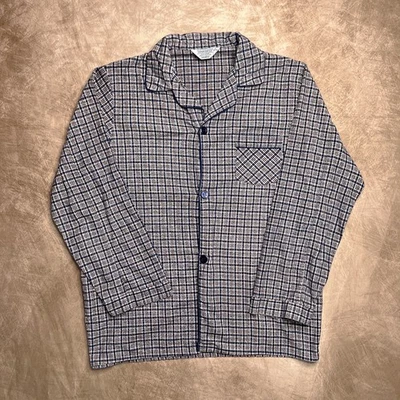  Vintage 60s Sears Perma-Prest Flannel Pajama Shirt Long Sleeve Button Up Retro - Image 1 of 4