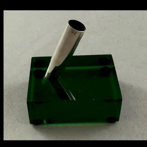 Vintage Mod Acrylic Plastic Pen Stand w Sterling Insert Green - Picture 1 of 4