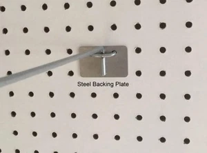 (100 Pack) Peg Hook Steel Backing Plate for Reinforcement of Pegboard Hooks - Picture 1 of 3