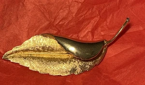 Große Vintage Brosche Blattgold - Bild 1 von 3