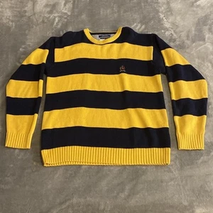 Vintage 90s Ret Tommy Hilfiger Herren XL Pull Over Strick Pullover gestreift navy gold - Bild 1 von 6