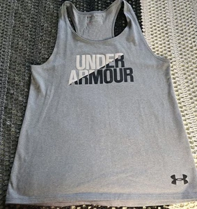 Under Armour Heat Gear Youth Athletic Tank Top Large Gray Racerback Loose Fit - Picture 1 of 5