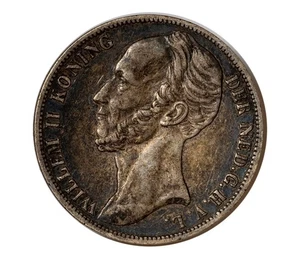 Netherlands 1848 ~ .945 Silver  Gulden ~ Willem II - Picture 1 of 2