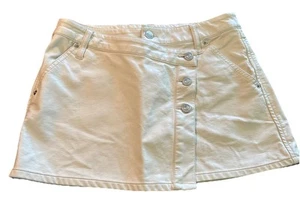 Damen 27, Y2K We The Free Wynne Vegan Creme Pleather Minirock Silber Knöpfe - Bild 1 von 7