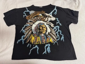 De colección American Thunder Indian Chief Wolf Eagle Estampado Completo Para Hombre XL - Imagen 1 de 3