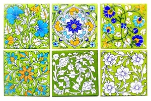 Home Decorative Tile Ceramic High Lighter Wall Tiles 4 x 4 Inch Set of 6 tiles - Picture 1 of 4