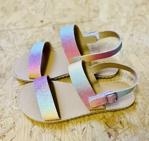 EUC Cynthia Rowley Mädchen Größe 3 Regenbogen Glitzer funkelnde Sandalen - Bild 1 von 5