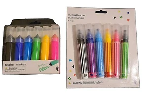 2 juegos de marcadores (6 cada uno) tiene corazones, estrellas, flechas, nube, sol, flor, líneas - Imagen 1 de 7