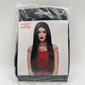 Witch Wig Long Black Hair Costume Halloween Cosplay Ages 14+ Adult One Size - Picture 1 of 2