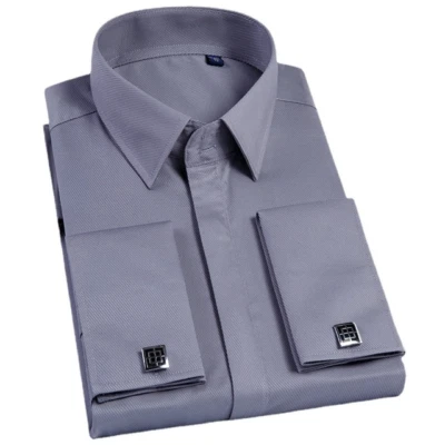 Mens Long Sleeves Shirts French Cuff Business Work Formal Dress Multicolor Shirt - Image 1 of 4