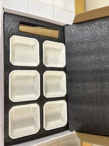 Six Porcelain Dip Or Condiment Bowl and Spoon Set - Picture 1 of 6