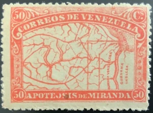 Venezuela: 1896 Sc#140 MHH OG  APOTEOSIS DE MIRANDA 🔥Venezuela MAP - Picture 1 of 2