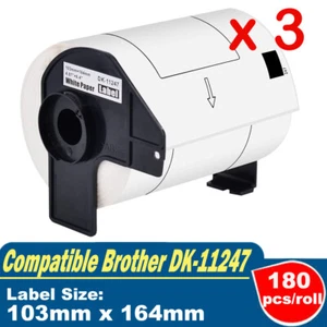3x Compatible Shipping Label DK-11247 for Brother QL1100 QL1110 103mm x 164mm - Picture 1 of 1