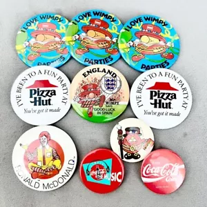 10 Vintage Mr Wimpy Ronald McDonalds Coca Cola Pin Anstecker Konvolut Lebensmittel Werbung - Bild 1 von 7