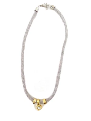 Halskette aus Drahtgeflecht mit Anhänger & Straßstein Neu - Bild 1 von 4