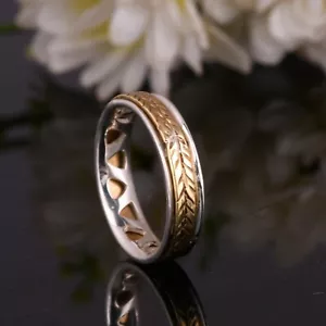 Spinner Ring, 925 Sterling Silver Ring Two Tone Ring Boho Ring Meditation Ring - Picture 1 of 6