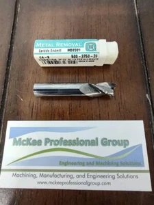 Metal Removal 3 Flute Solid Carbide End Mill - 3/8" Diameter , 1/2" FL, 2" OAL - Picture 1 of 5